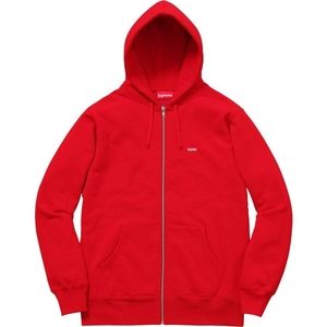SUPREME M Red Small Box Zip Up Hoodie